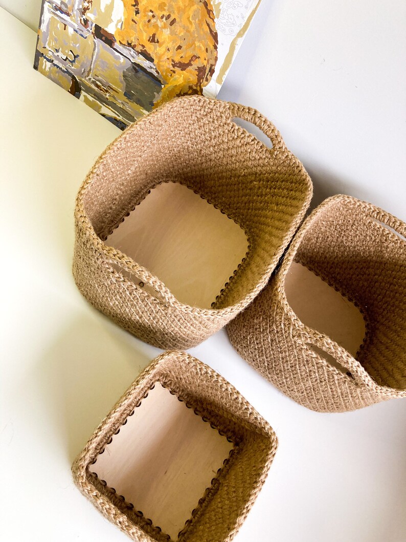 Crochet Jute Basketeco Friendly Baskets Nursery Home Jute Etsy