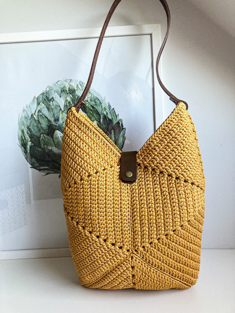 Crochet cute bag Tote handbag Scandinavian style crochet bag Handmade knitted bag image 4