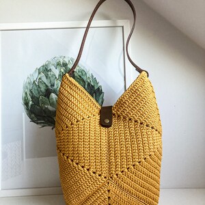 Crochet cute bag Tote handbag Scandinavian style crochet bag Handmade knitted bag image 9