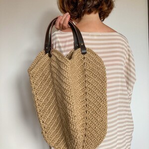 Crochet Tote Jute Bag Eco Shopping Bag Hand Jute Shopper Bag Crochet ...