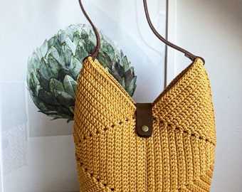 Crochet cute bag Tote handbag Scandinavian style crochet bag Handmade knitted bag