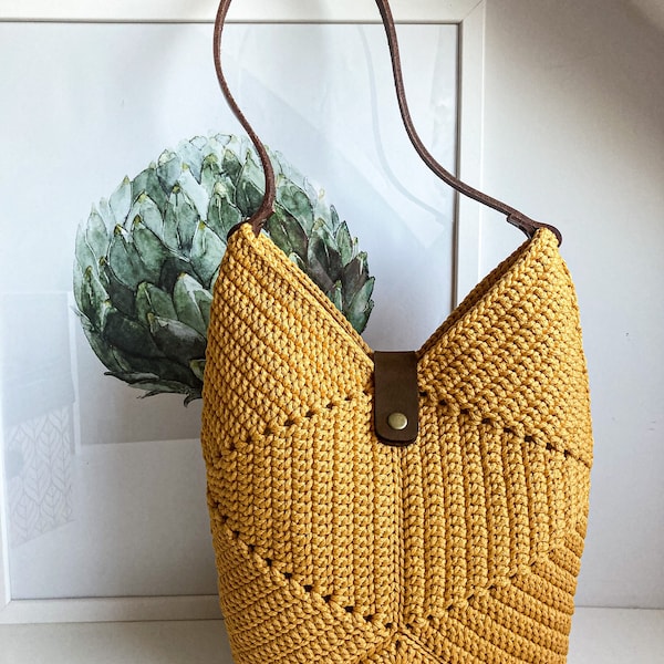 Crochet cute bag Tote handbag Scandinavian style crochet bag Handmade knitted bag