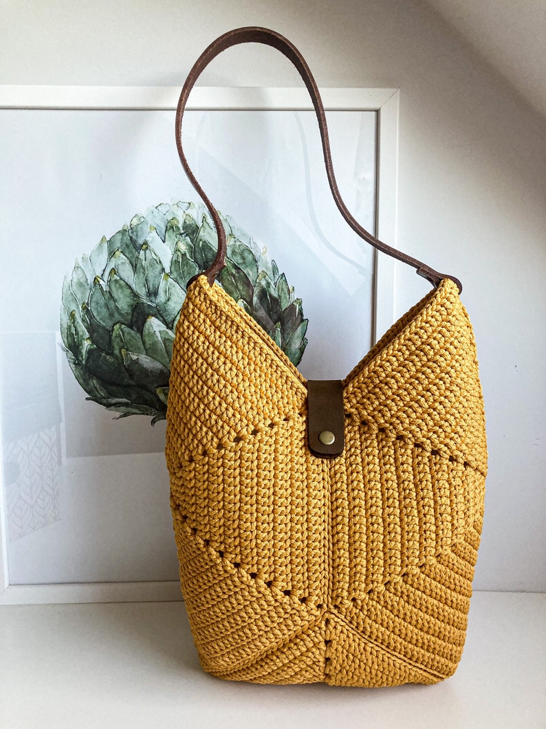 Crochet cute bag Tote handbag Scandinavian style crochet bag Handmade knitted bag image 1