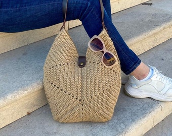 Джутовая сумка Летняя джутовая сумка Шоппер и прогулочная сумка Пляжная летняя сумка Экологичная сумка Повседневная вязаная сумка