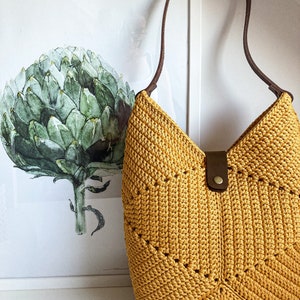 Crochet cute bag Tote handbag Scandinavian style crochet bag Handmade knitted bag image 5