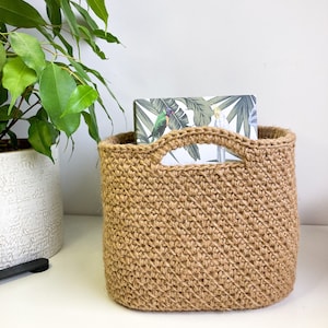 Jute Crochet Basket, Square jute storage basket, Nursery storage, Eco friendly basket