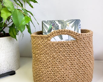 Jute Crochet Basket, Square jute storage basket, Nursery storage, Eco friendly basket