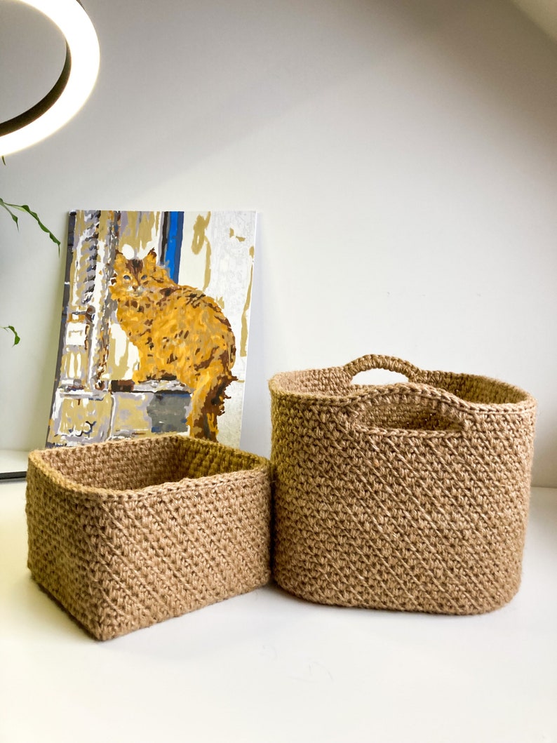 Crochet Jute Basketeco Friendly Baskets Nursery Home Jute Etsy