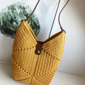 Crochet cute bag Tote handbag Scandinavian style crochet bag Handmade knitted bag image 7
