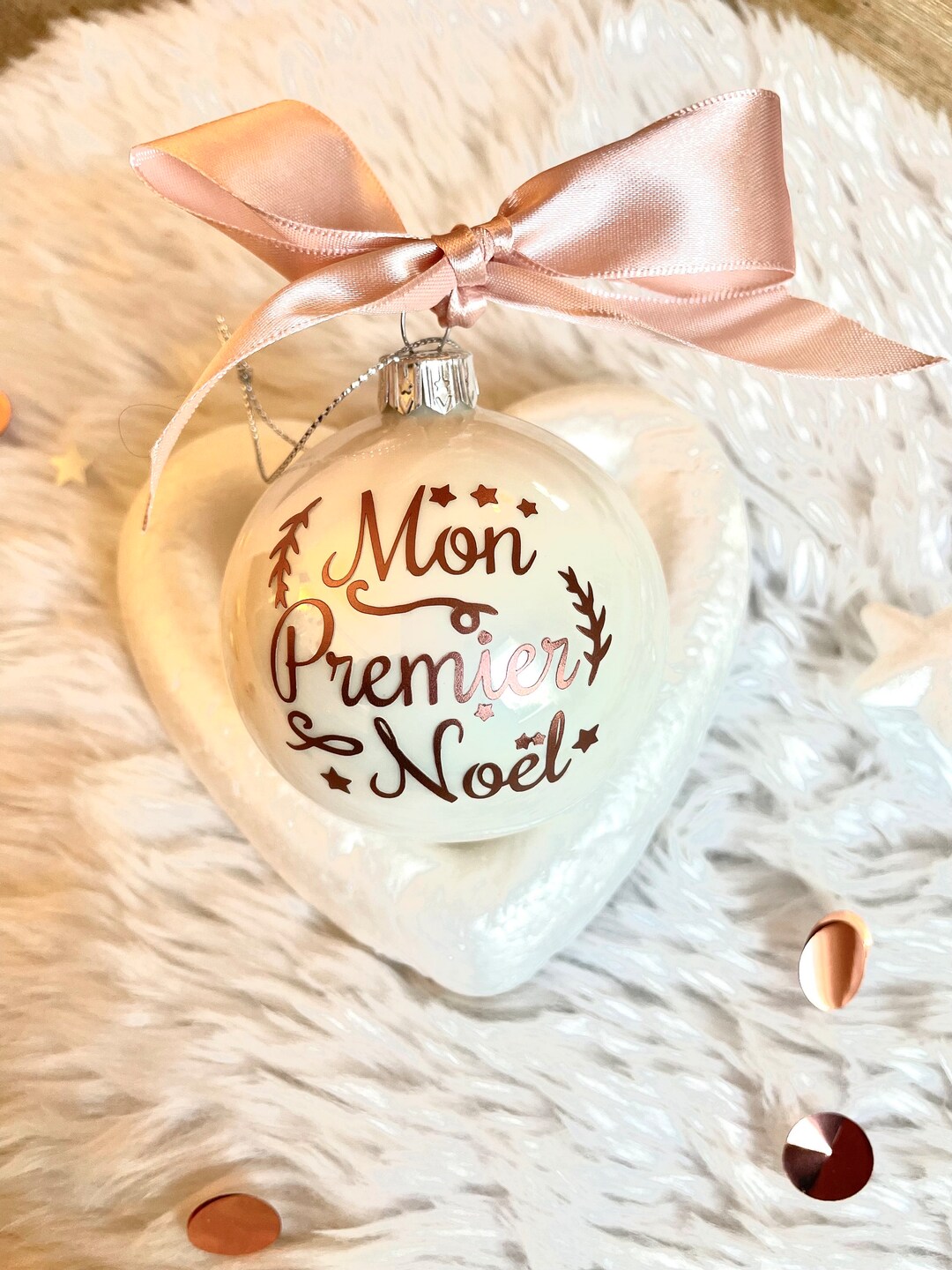 Boule de Noël en verre personnalisée avec prénom,Boule Premier Noël 