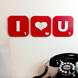 I Love You scrabble, scrabble I love you, scrabble love, día de San Valentín, regalo de San Valentín, regalo de pareja, regalo personalizado