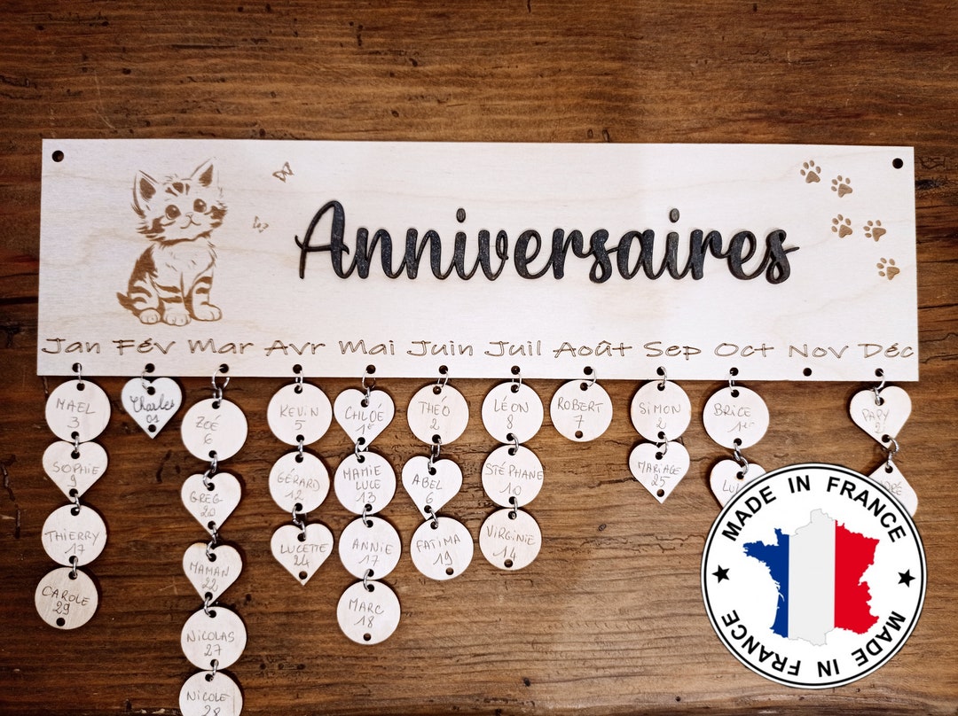2025 Calendar, Wall Calendar, Wooden Calendar, Perpetual Birthday, 2025