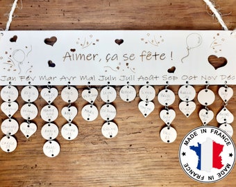 Calendrier 2024, calendrier mural, calendrier bois, perpétuel anniversaire, calendrier enfant 2024, cadeau noël, tableau anniversaire