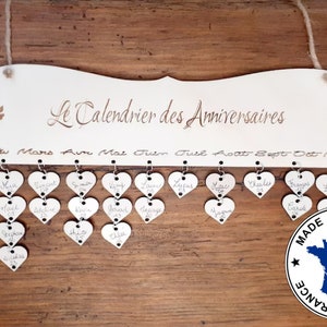 Personalized wooden birthday calendar, reminder, perpetual calendar of dates not to be missed, Mother's Day, Christmas