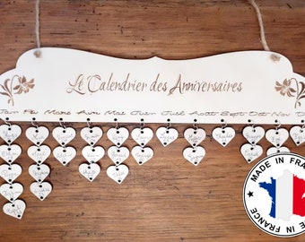 Calendrier des anniversaires en bois à personnaliser, pense bête, calendrier perpétuel de dates à ne pas manquer, fête des mères