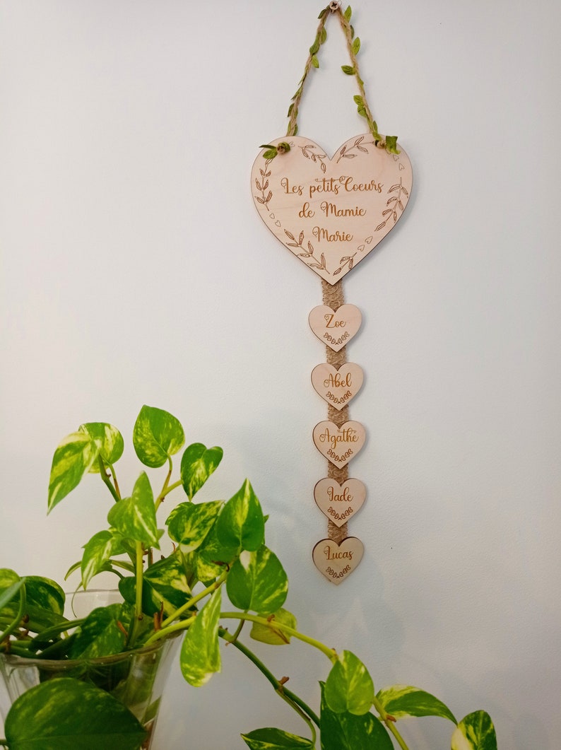 Oma-Schild kleine Herzen, personalisiertes Stammbaumschild, Familiennamenschild, Großmuttertag, Oma-Geschenk Bild 9