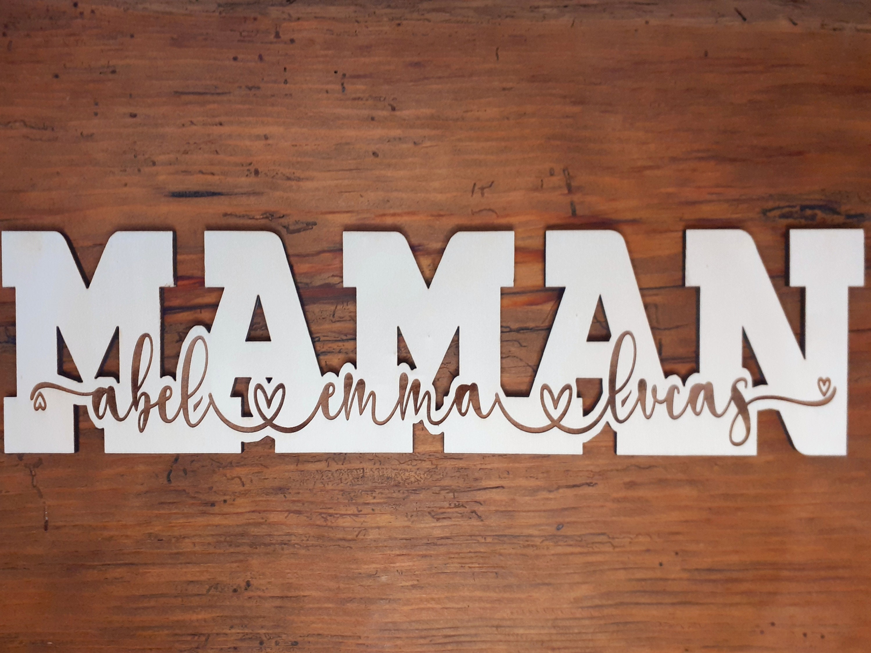 Mot Maman Personnalisée, Mot en Bois Personnalisé, Fête Des Mères, Bonne Maman, Cadeau Gravure Bois