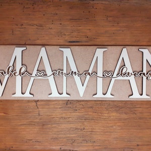 Mom frame panel, personalized Mother&#39;s Day with first names, wooden word Mom,