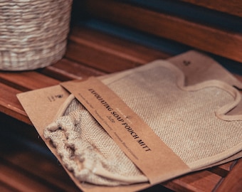 Gant exfoliant en jute naturel | dissolvant pour peaux mortes | Exfoliant autobronzant | Biodégradable | Sans plastique | Douche | Salle de bain | Gommage exfoliant