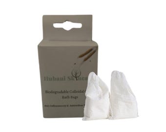 Baño de avena coloidal / Baño de avena natural para pieles sensibles / Bolsas de baño de avena relajantes (caja de 2)