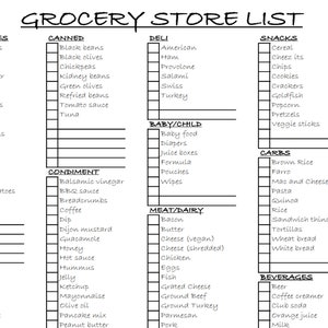 Grocery Store List