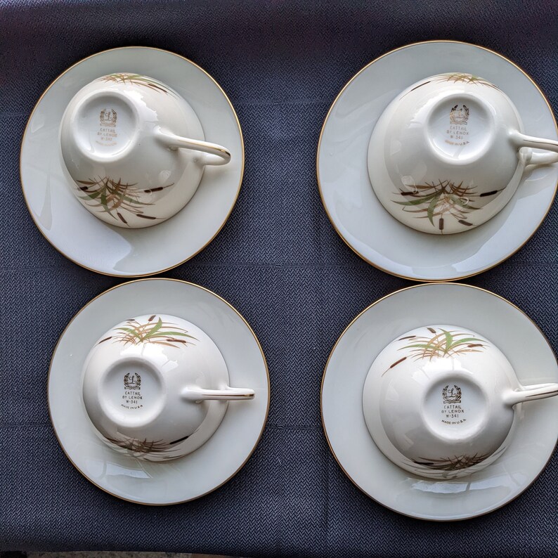 Vintage Lennox Cattail Coupe Tea Cup Sets/ China Tea Cup Sets Etsy