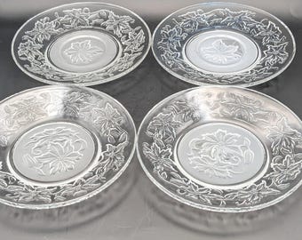 Set of 4 Princess House Fantasia Crystal Saucer Dessert Bread Plate.