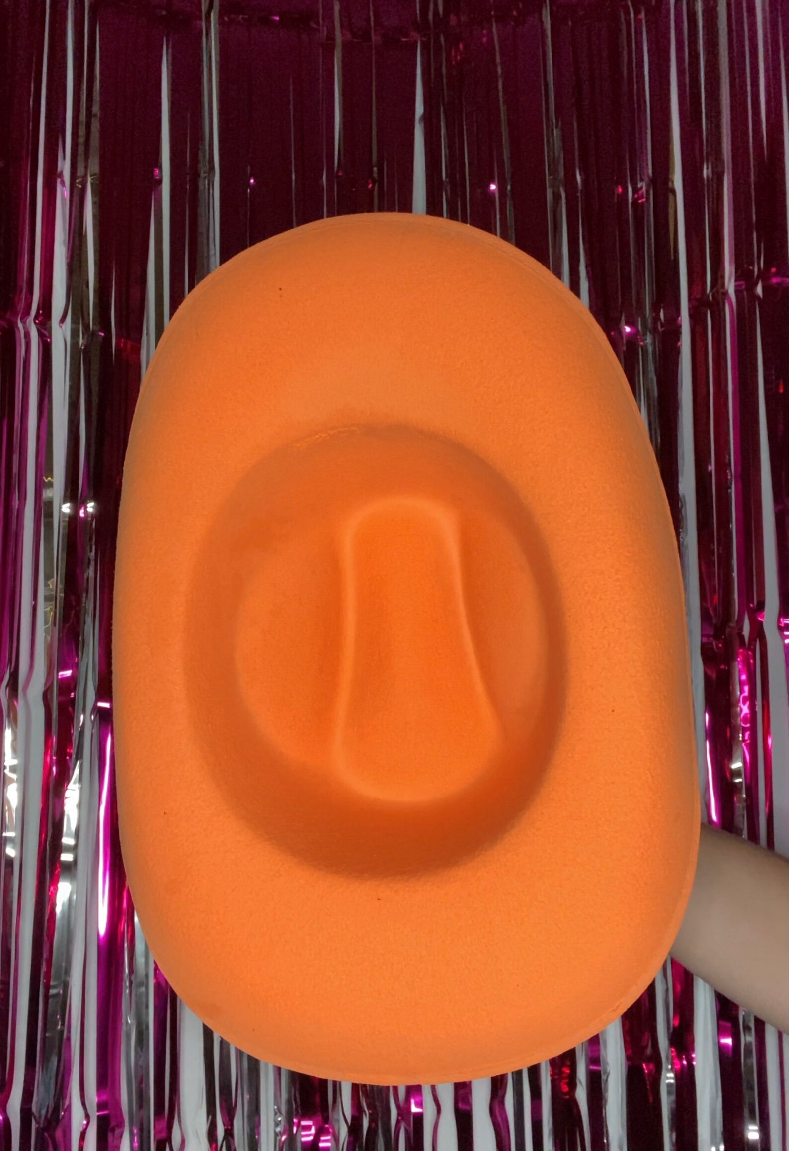 Neon Orange Glitter Cowboy Hat With Rhinestone Band Etsy