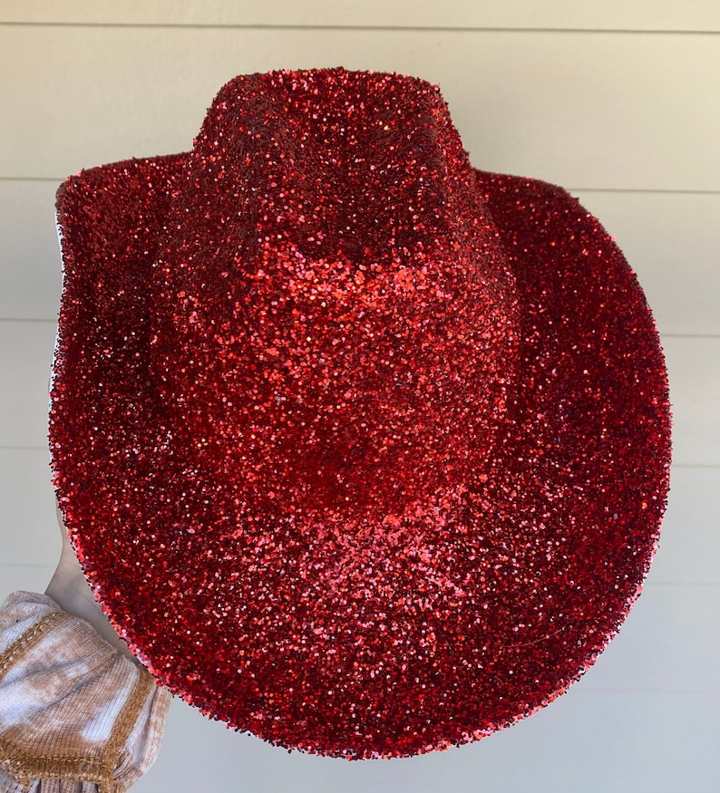 Red Glitter Cowboy Hat Etsy