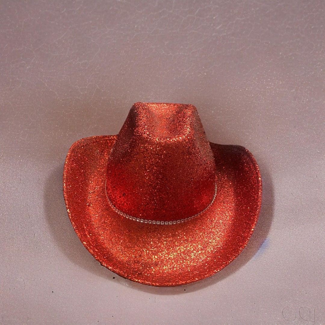 Red Glitter Cowboy Hat Etsy