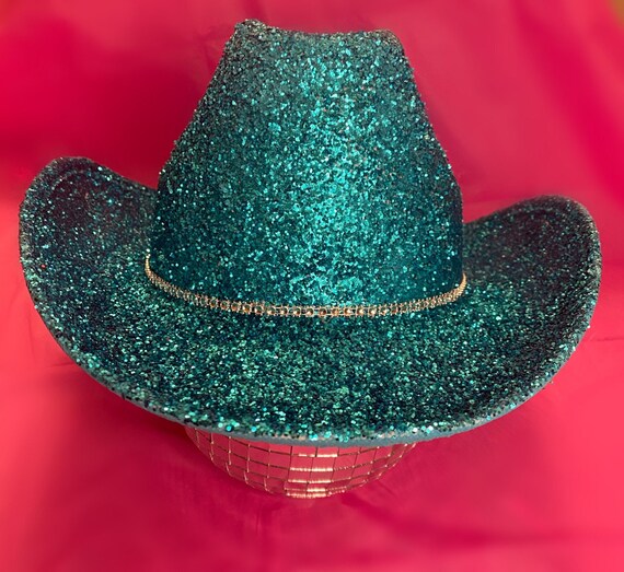 Turquoise Blue Glitter Cowboy Hat - Etsy