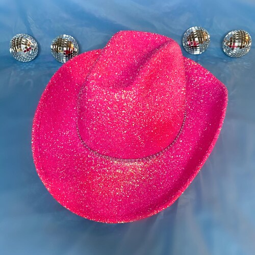 White Glitter Cowboy Hat With Rhinestone Band Etsy