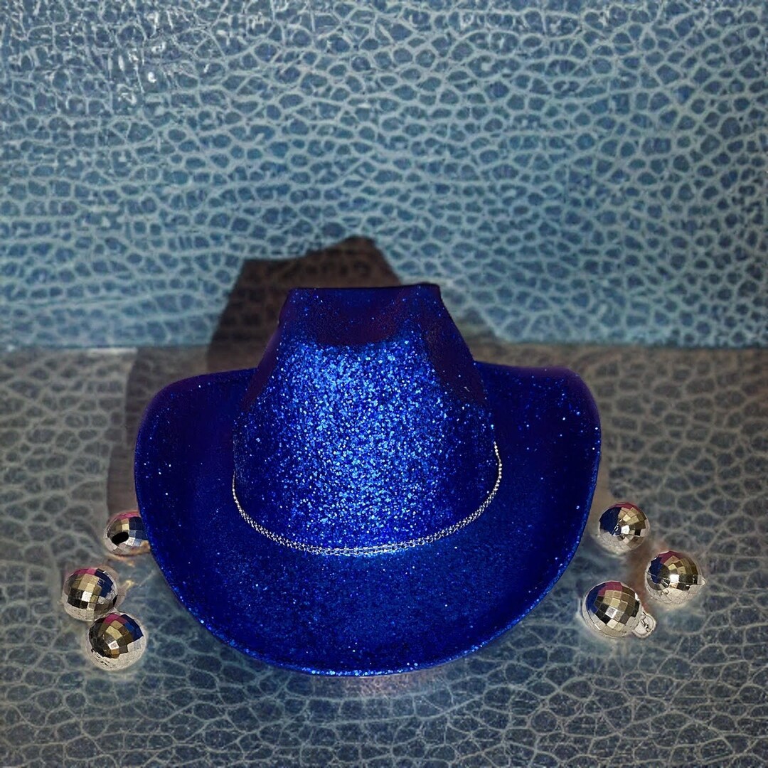 Royal Blue Glitter Cowboy Hat Etsy