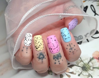 Easter Mini Egg Speckled Pastel Gel Polish Press On False Nails, Set of 10