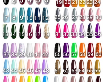 Pick Your Own Colour Accent Gel Press On False Nails, Set of 12, Choose Colour, Shape, Length, Size