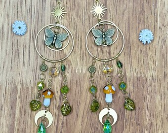 Cottagecore butterfly earrings, cottagecore jewelry, cottagecore earrings, fairycore earrings, fairycore, nature inspired