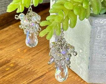 Crystal earrings, crystal drop earrings, crystal cluster earrings, sun catcher earrings