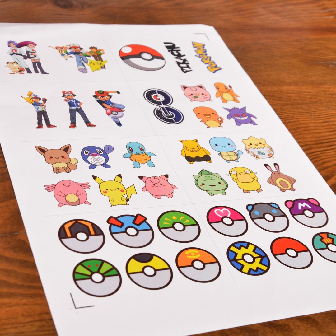 Pokemon Sticker Set of 37 Pokeballs Sticker Pokemon Gift Etsy