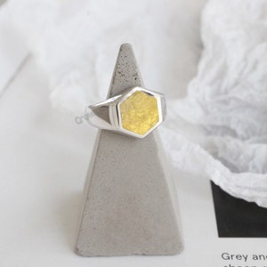 Libyan Desert Glass Ring: Authentic Yellow Crystal, Wire Wrapped Silver