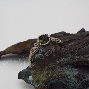 Raw Moldavite Gemstone Ring: Sterling Silver Boho Jewelry