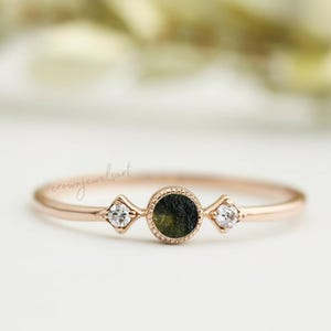 Handmade Rough Moldavite Ring: 925 Sterling Silver, Czech Republic