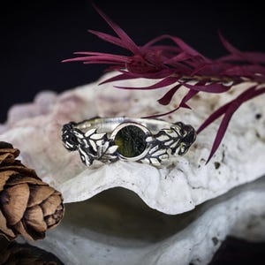 Raw Moldavite Sterling Silver Ring: Boho Hippie Jewelry