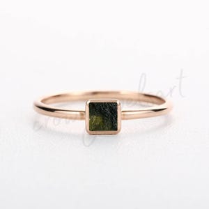 Handmade Rough Moldavite Ring: 925 Sterling Silver Czech Gemstone