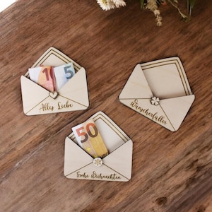 Geldgeschenk | Briefumschlag aus Holz | Geschenkkarte | Geldkarte