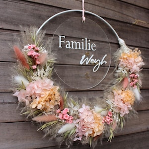 Trockenblumenkranz personalisiert | Türkranz Frühling | Türschild| Trockenblumendeko