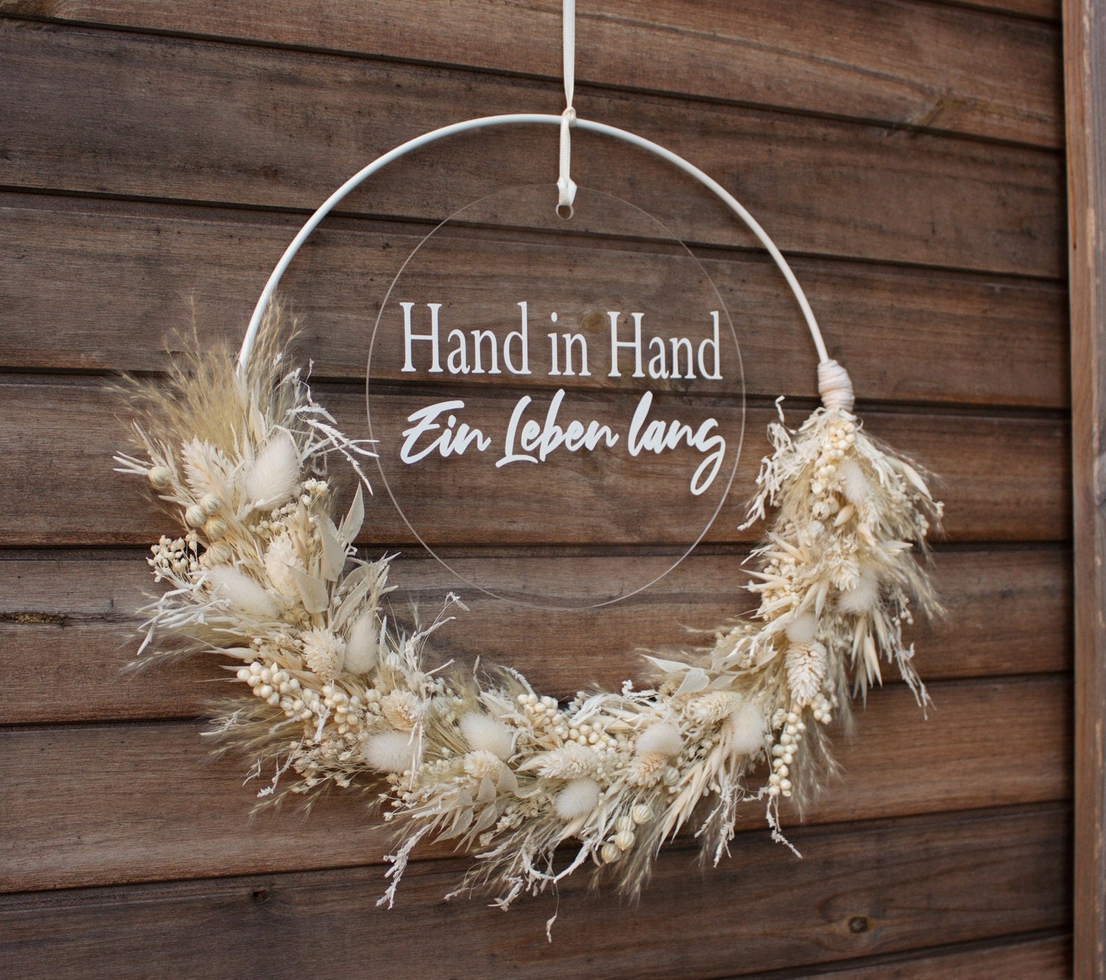 Trockenblumenkranz Hochzeit personalisiert | Bohokranz | Türkranz | Hochzeitskranz