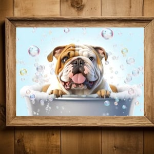 Bulldogge Wandkunst, Geschenk für Bulldoggen Liebhaber, Haustier Portrait, Bulldogge Portrait, Bulldogge Wanddruck, Badezimmer Dekor, Hundeposter