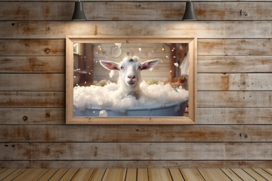 Cartello In Metallo Con Capra Per Bagno - 20x30 Cm - Divertente Targa Vintage Con Adesivi Inclusi
