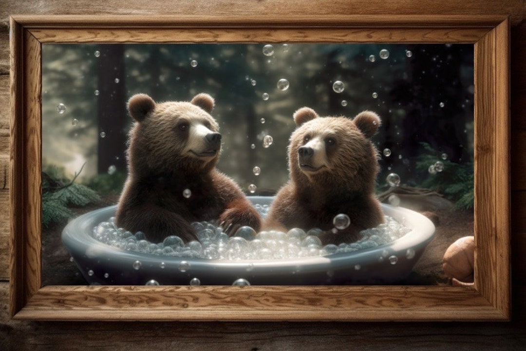 Bear Wall Art, Rustic Bathroom Decor, Bear Portrait, Bear Lover Gift