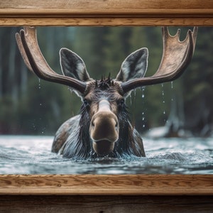 Moose wall art, rustic cabin decor, wildlife animal photography, Majestic print print, woodland theme poster